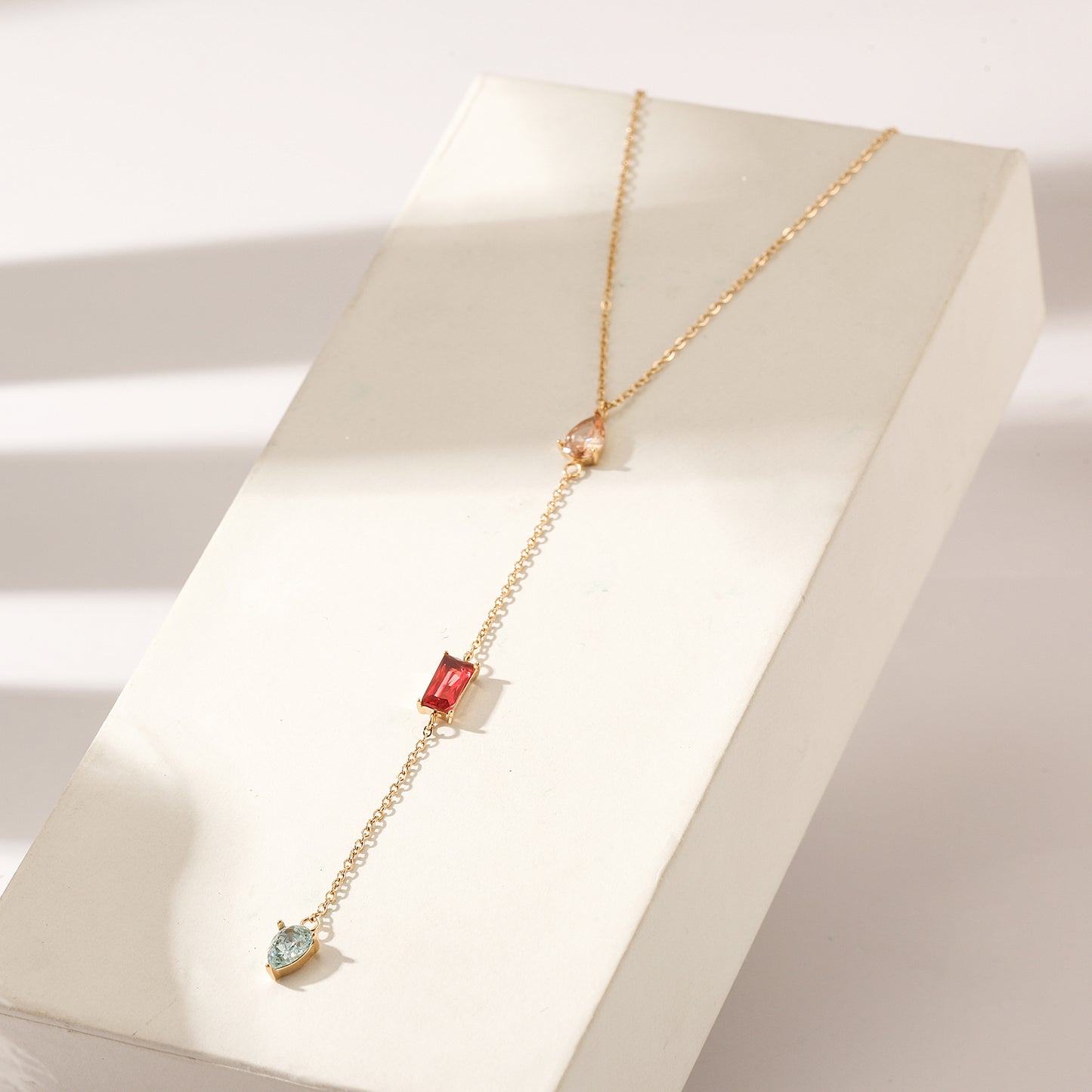 Colorful gemstone pendant necklace-NSSN809STGCZD