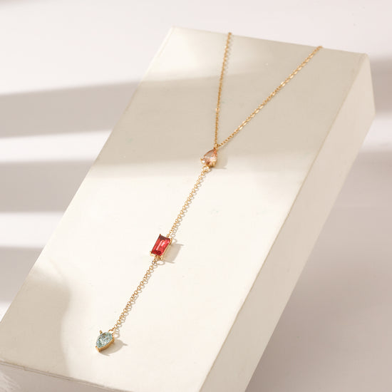 Colorful gemstone pendant necklace-NSSN809STGCZD