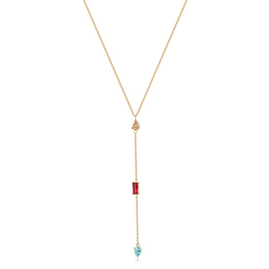 Colorful gemstone pendant necklace-NSSN809STGCZD