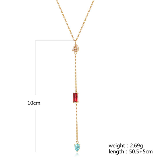 Colorful gemstone pendant necklace-NSSN809STGCZD