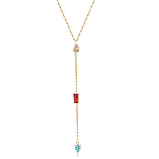 Colorful gemstone pendant necklace-NSSN809STGCZD