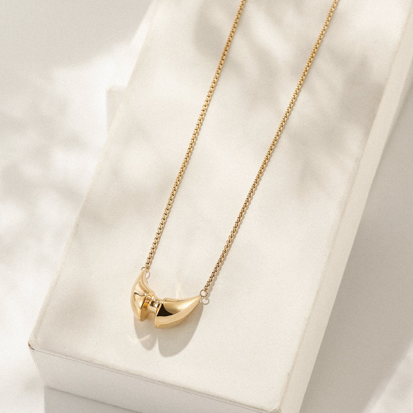 Stainless steel horn pendant necklace-NSSN812STGC