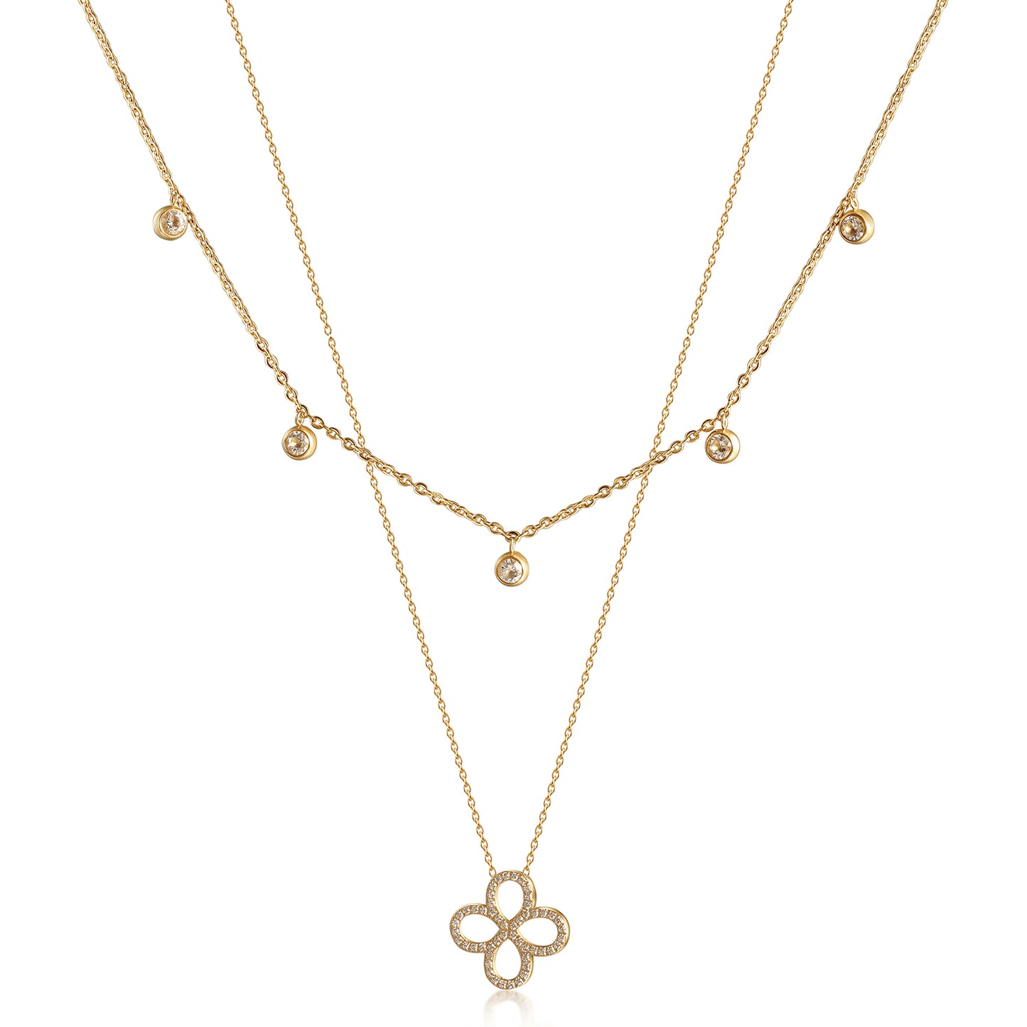 Flower hollow necklace-NSSN814STGCZD