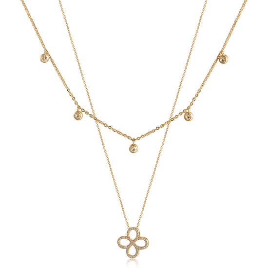 Flower hollow necklace-NSSN814STGCZD