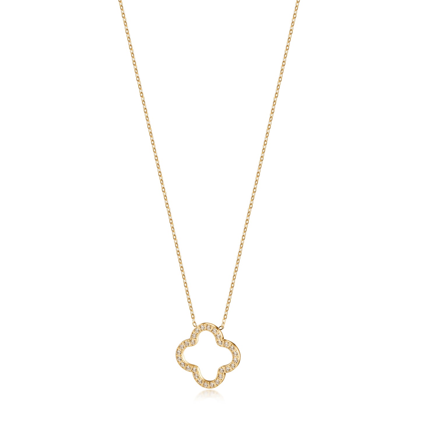 Zircon flower hollow necklace-NSSN815STGCZD