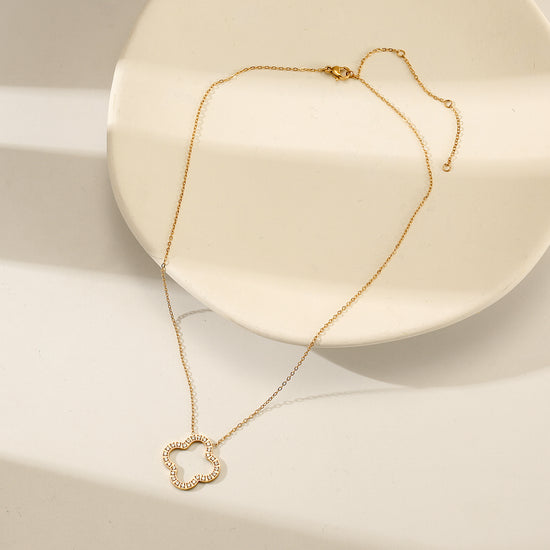 Zircon flower hollow necklace-NSSN815STGCZD