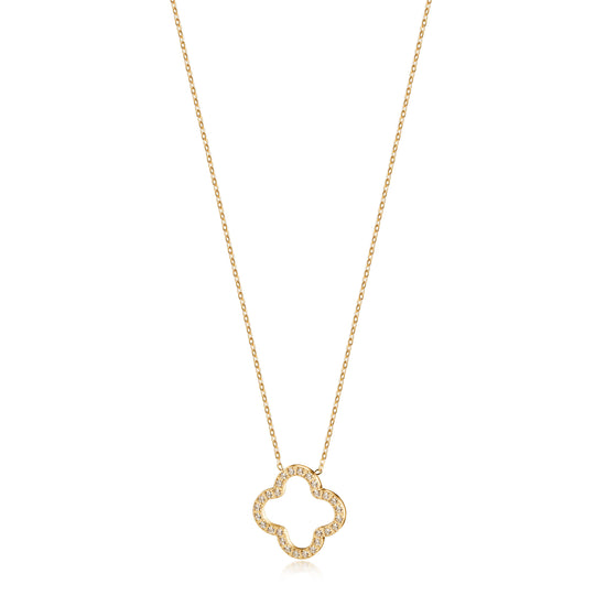 Zircon flower hollow necklace-NSSN815STGCZD