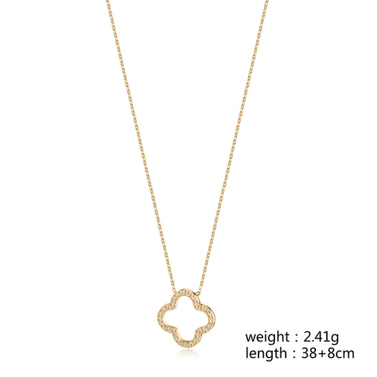 Zircon flower hollow necklace-NSSN815STGCZD