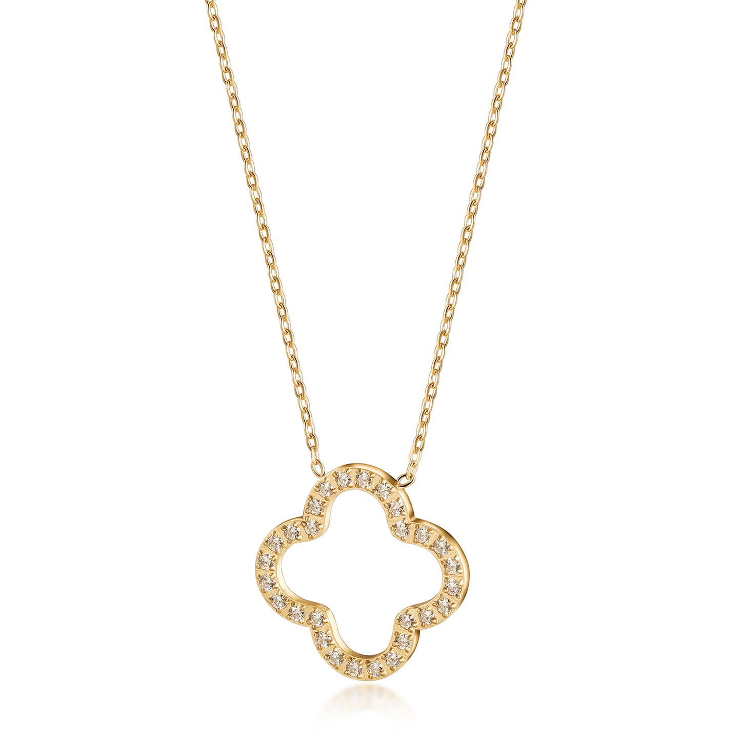 Zircon flower hollow necklace-NSSN815STGCZD