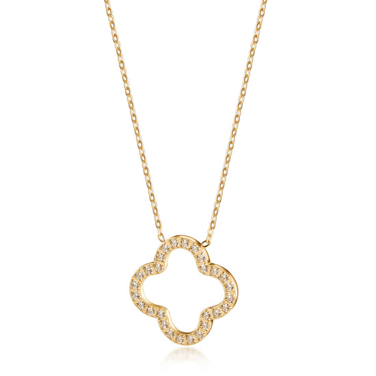Zircon flower hollow necklace-NSSN815STGCZD