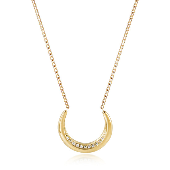 Moon zircon pendant necklace-NSSN826STGCZD