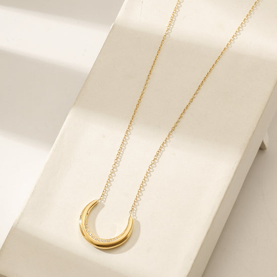 Moon zircon pendant necklace-NSSN826STGCZD