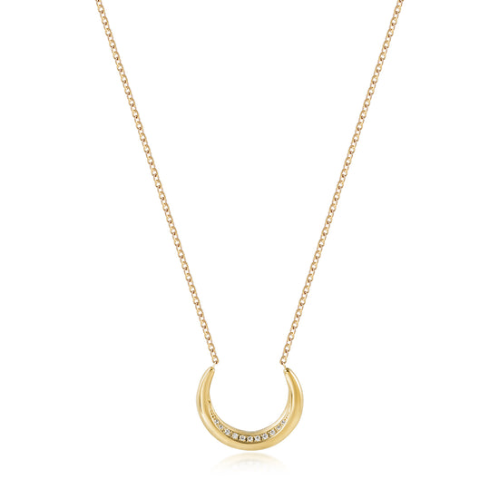 Moon zircon pendant necklace-NSSN826STGCZD