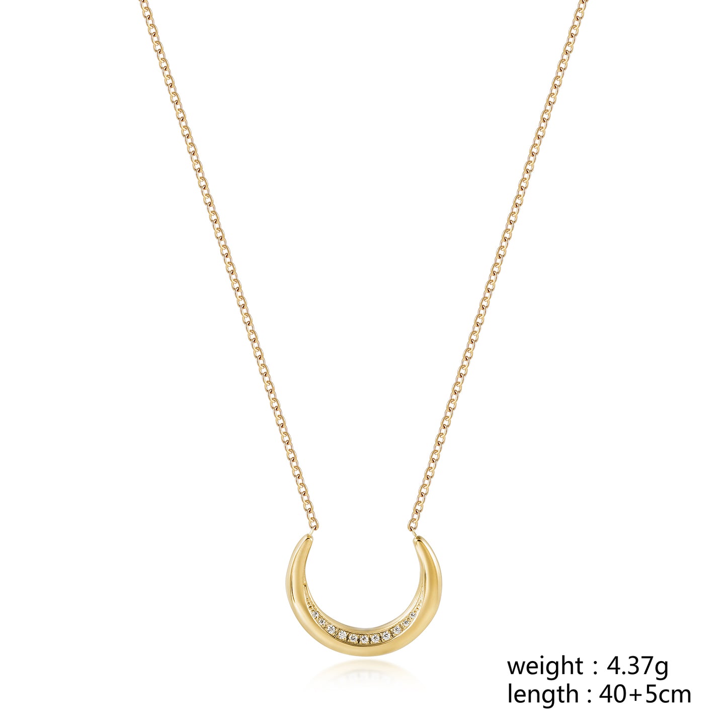 Moon zircon pendant necklace-NSSN826STGCZD