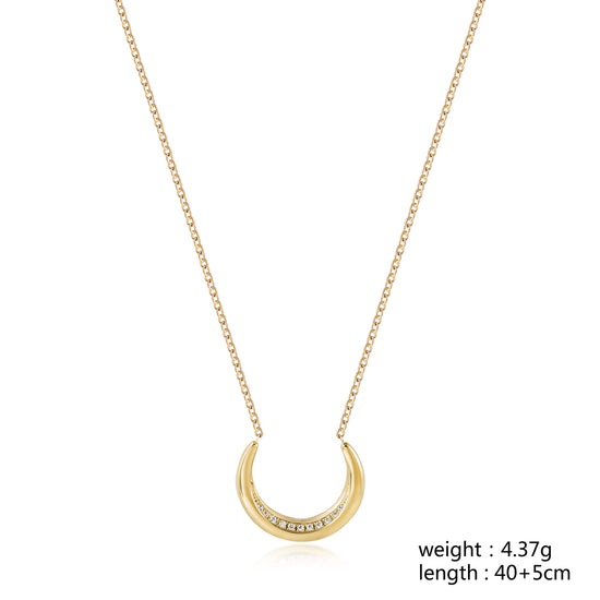 Moon zircon pendant necklace-NSSN826STGCZD