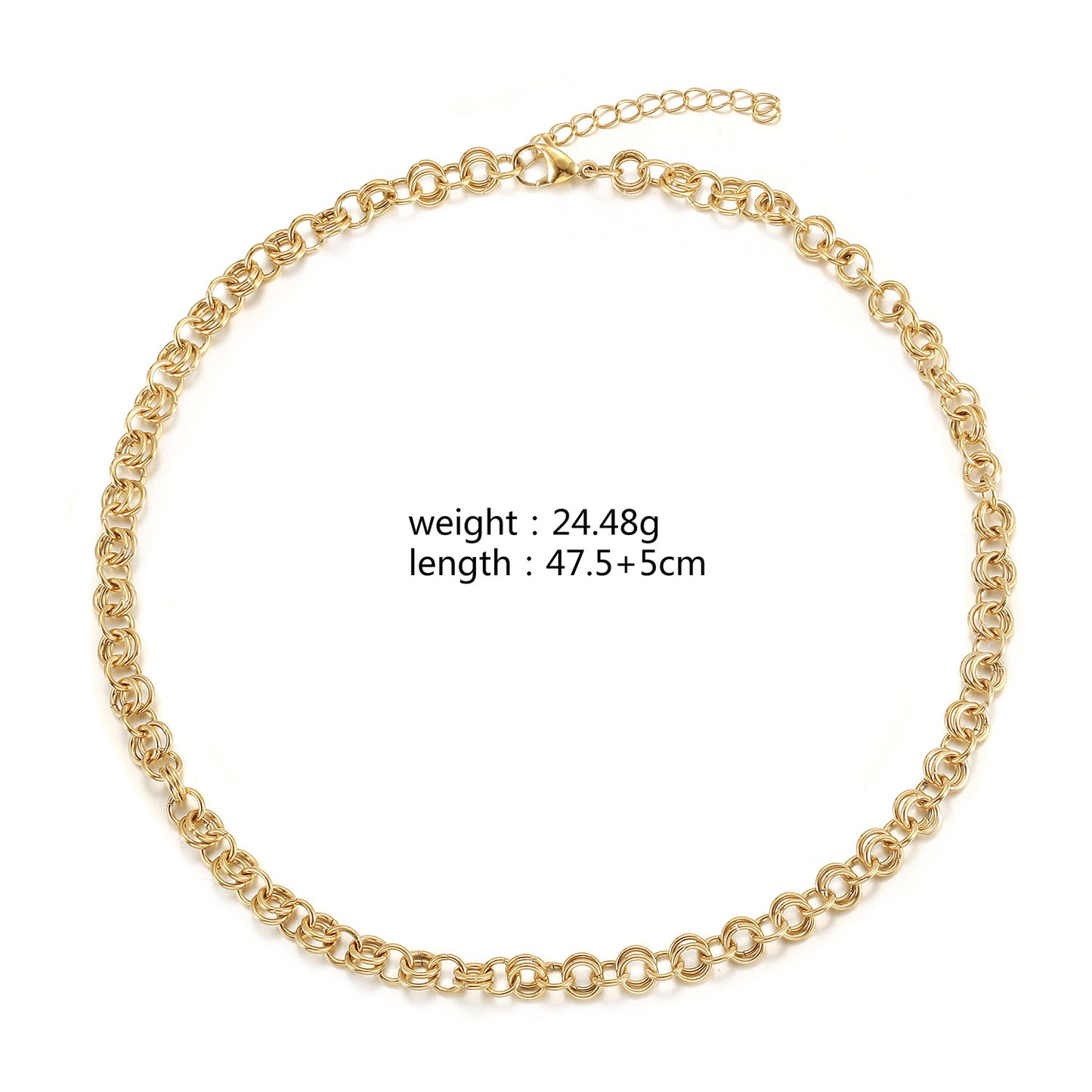 Double layered golden circular necklace-NSSN857SGC