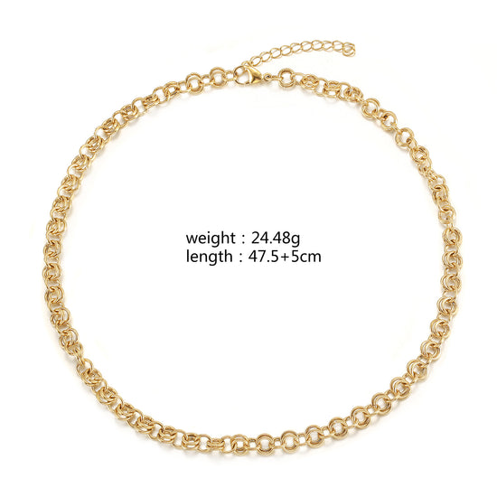 Double layered golden circular necklace-NSSN857SGC