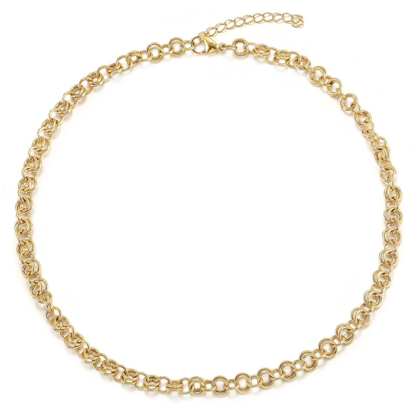 Double layered golden circular necklace-NSSN857SGC
