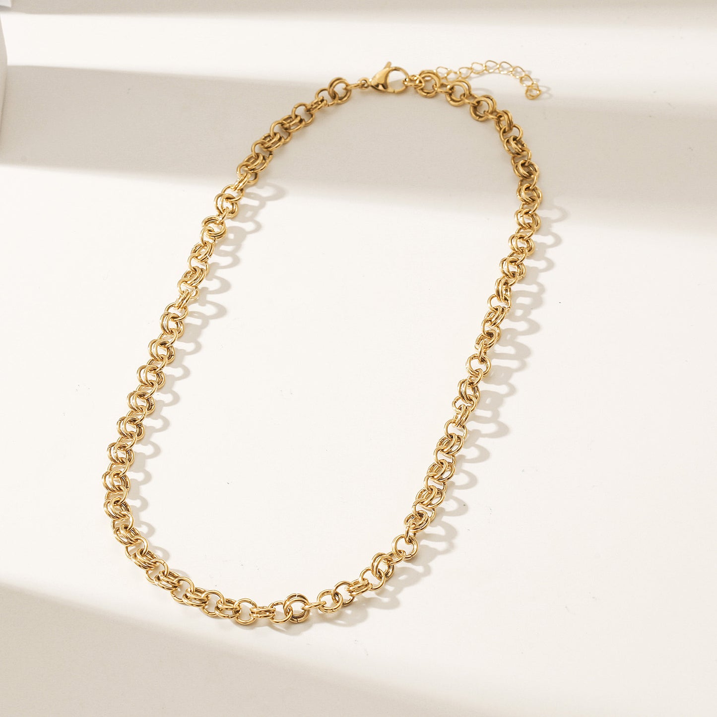 Double layered golden circular necklace-NSSN857SGC