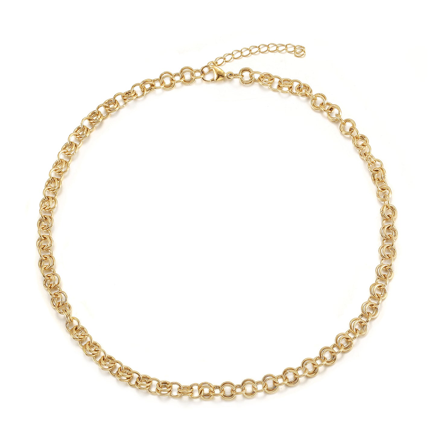 Double layered golden circular necklace-NSSN857SGC