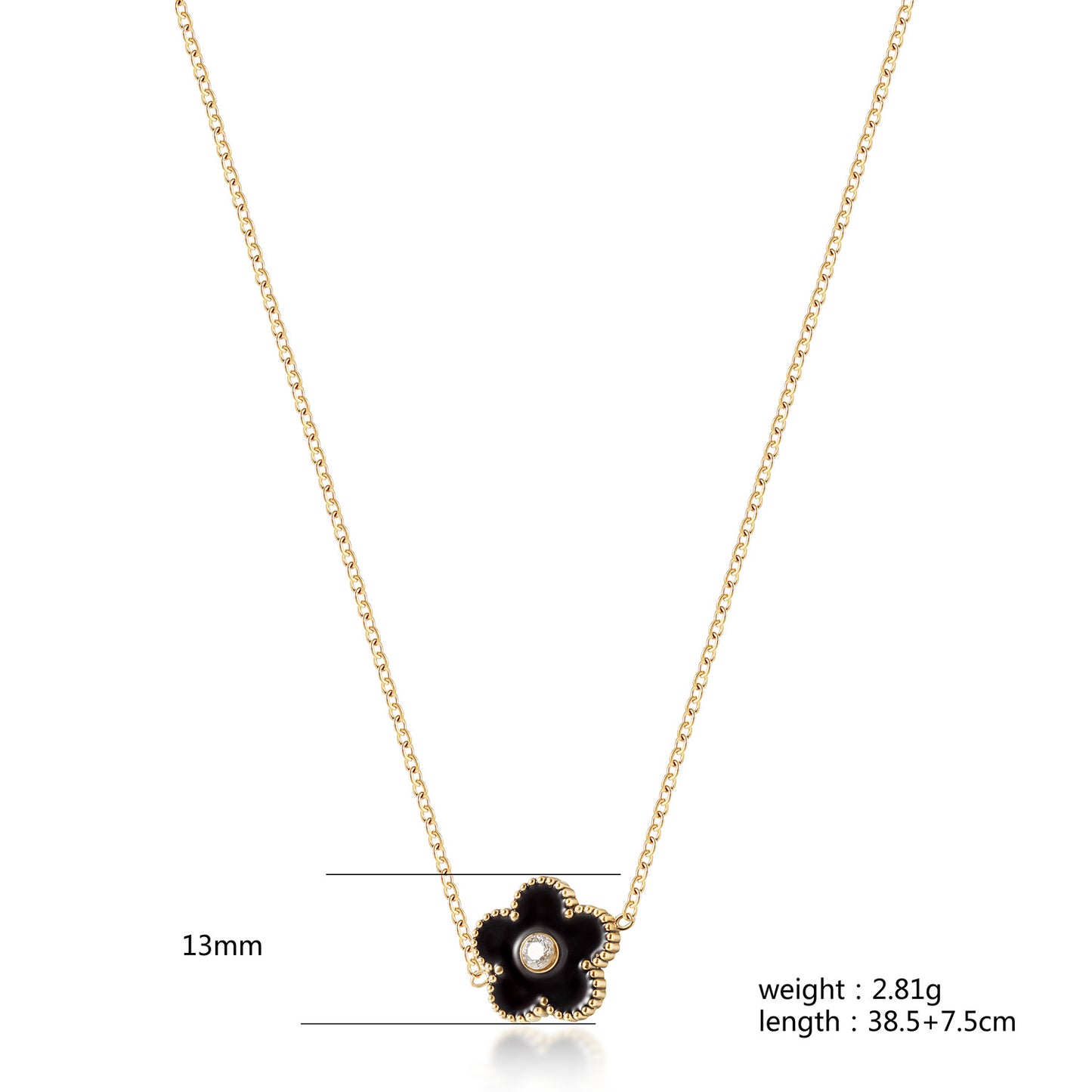 Black floral necklace-NSSN861STGCBK
