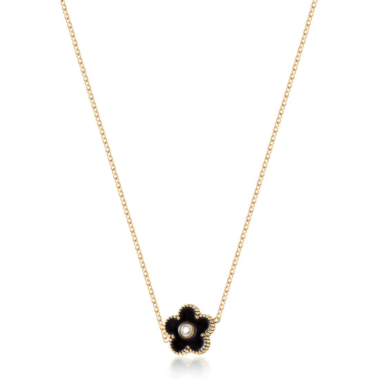Black floral necklace-NSSN861STGCBK