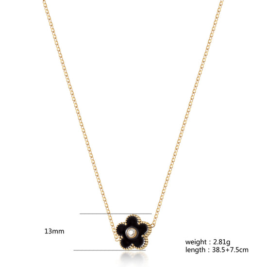 Black floral necklace-NSSN861STGCBK