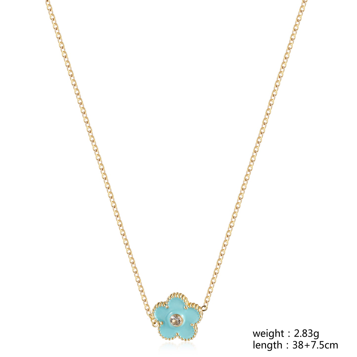 Blue floral necklace-NSSN861STGCBU