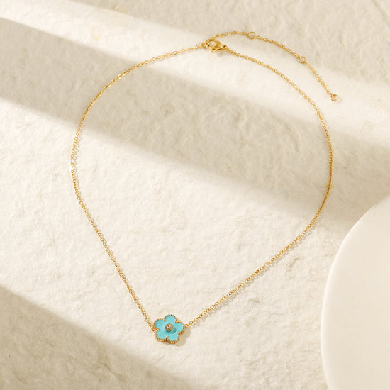 Blue floral necklace-NSSN861STGCBU