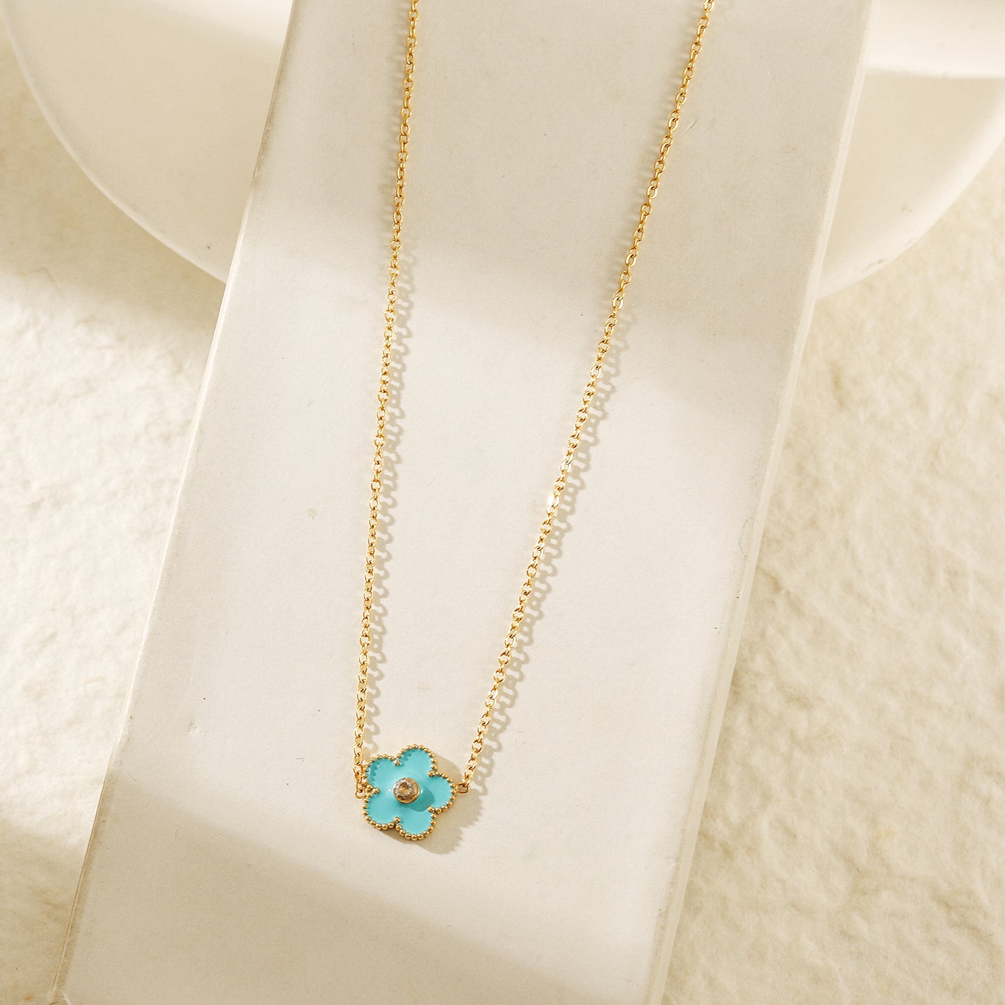 Blue floral necklace-NSSN861STGCBU