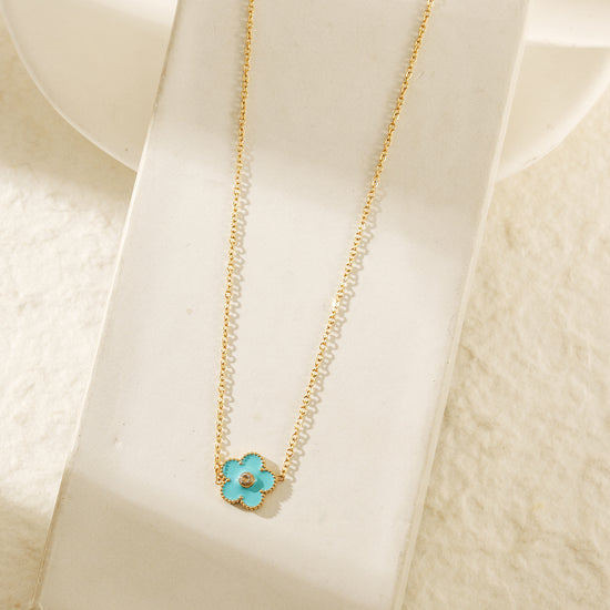 Blue floral necklace-NSSN861STGCBU