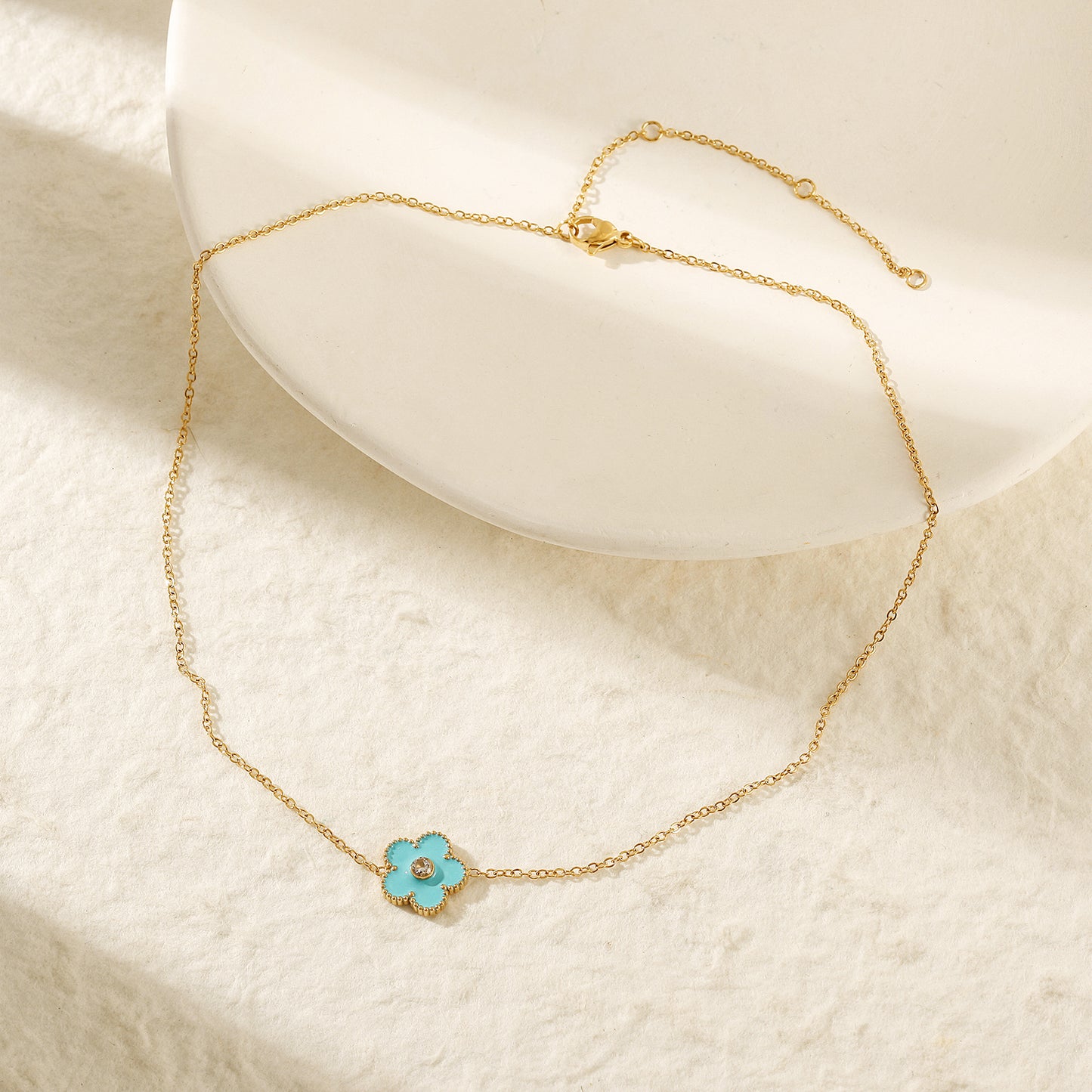 Blue floral necklace-NSSN861STGCBU