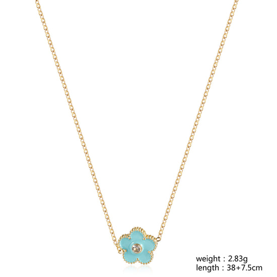 Blue floral necklace-NSSN861STGCBU