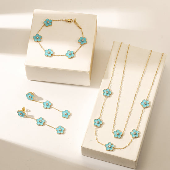 Blue floral necklace-NSSN861STGCBU