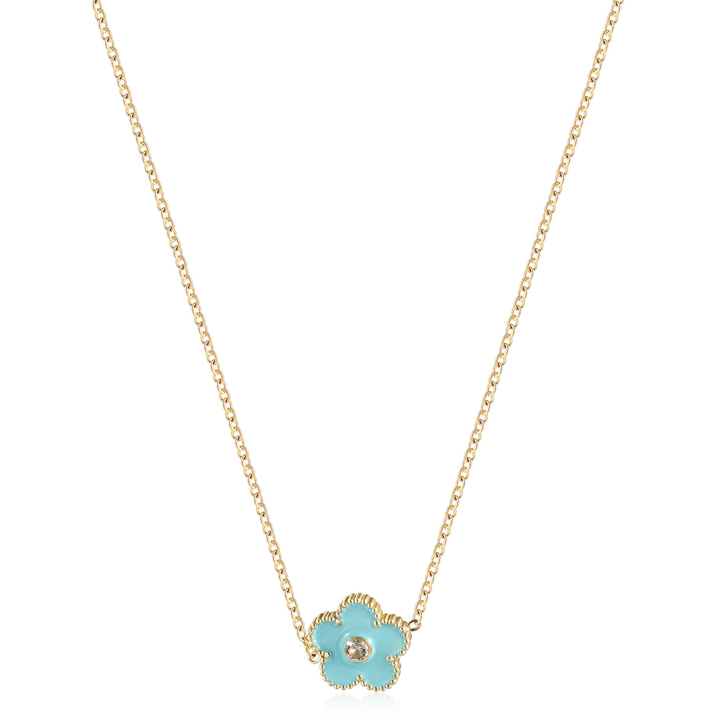 Blue floral necklace-NSSN861STGCBU