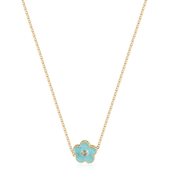Blue floral necklace-NSSN861STGCBU