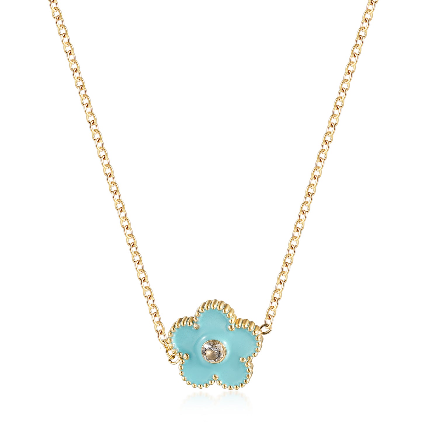 Blue floral necklace-NSSN861STGCBU