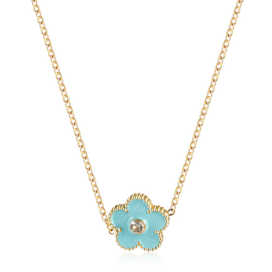 Blue floral necklace-NSSN861STGCBU
