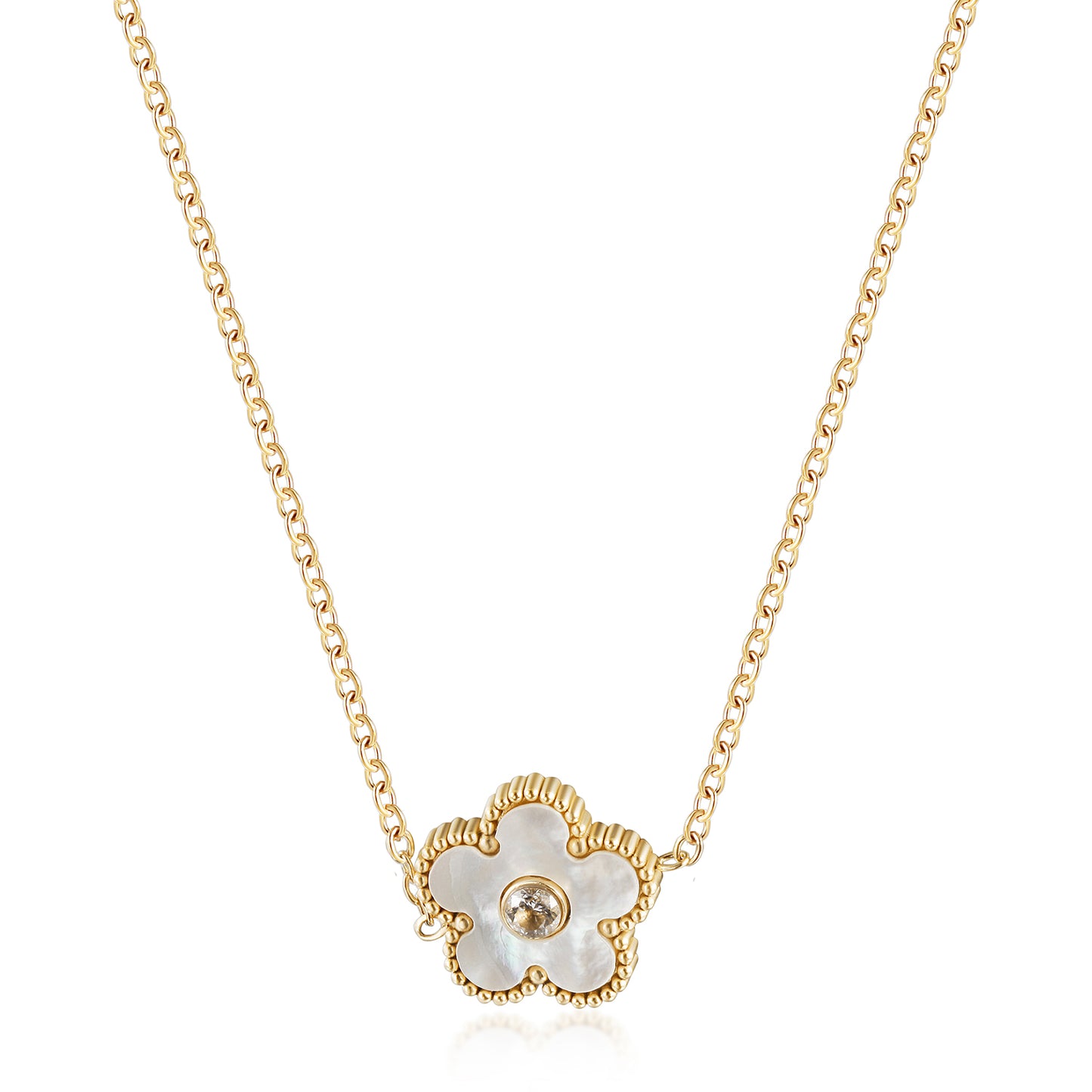 White floral necklace-NSSN861STGCWT