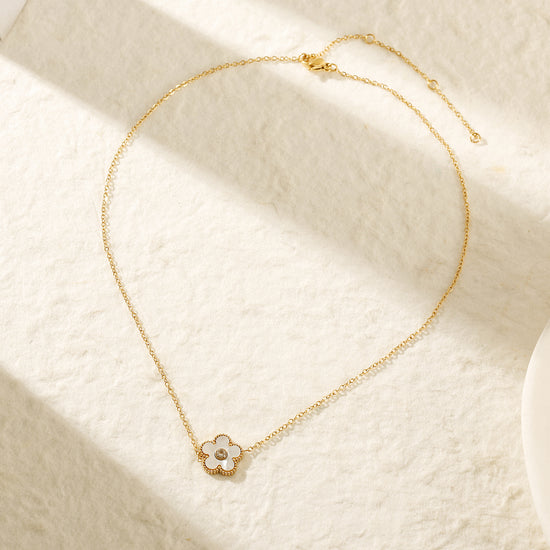 White floral necklace-NSSN861STGCWT