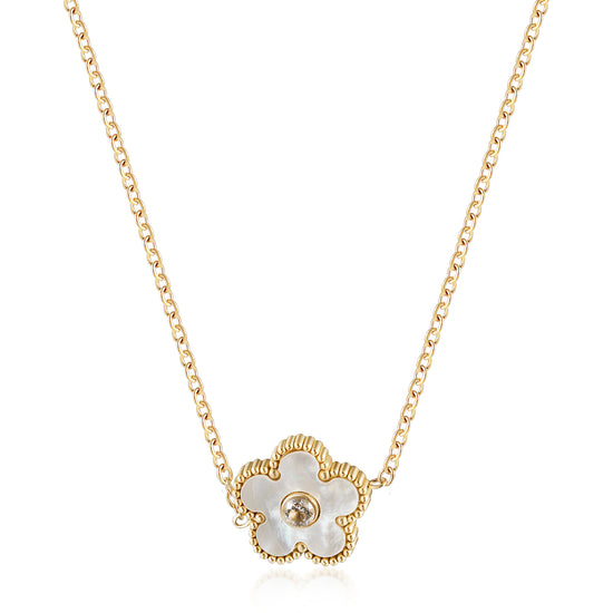 White floral necklace-NSSN861STGCWT