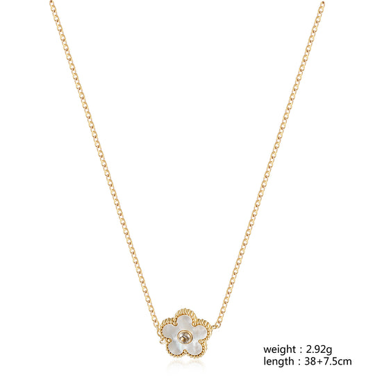 White floral necklace-NSSN861STGCWT