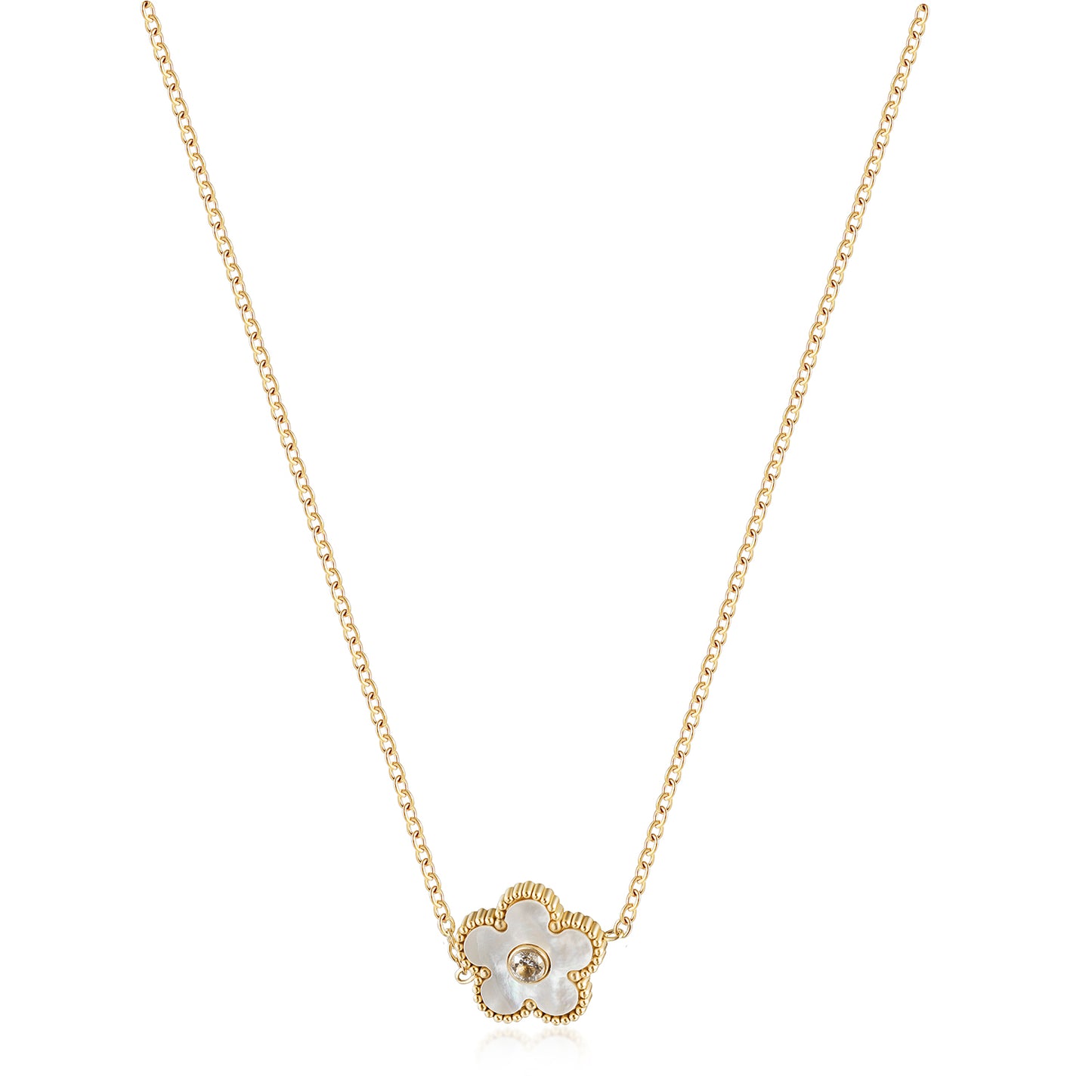 White floral necklace-NSSN861STGCWT