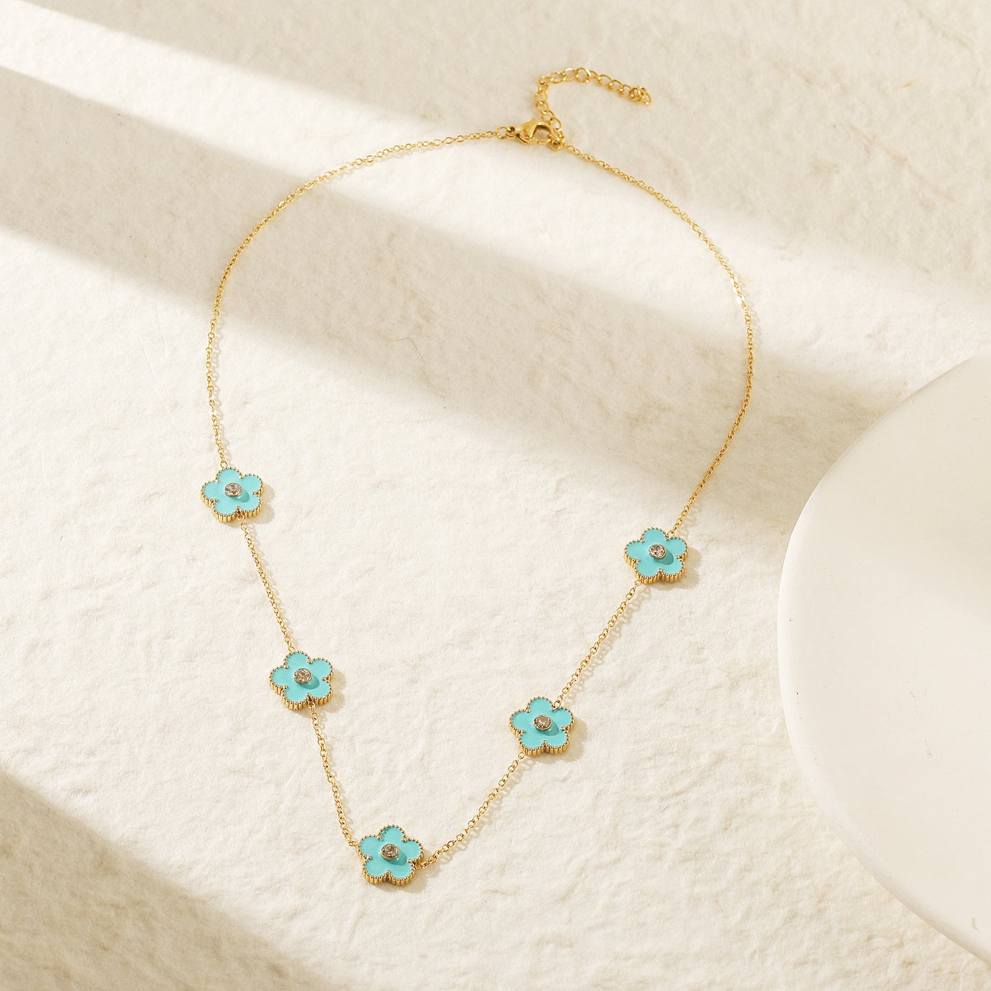 Five blue flower necklaces-NSSN862STGCBU