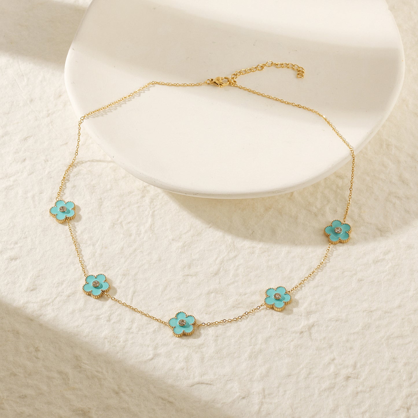 Five blue flower necklaces-NSSN862STGCBU
