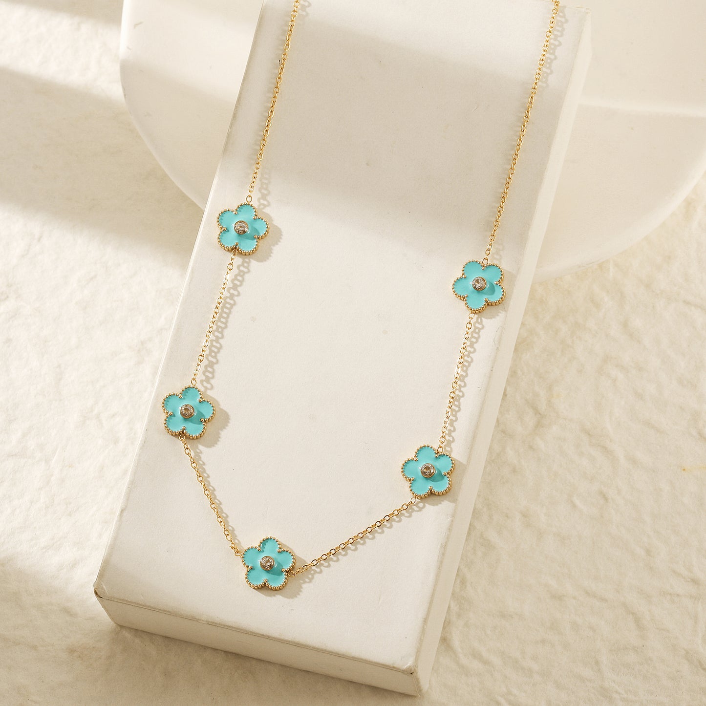Five blue flower necklaces-NSSN862STGCBU