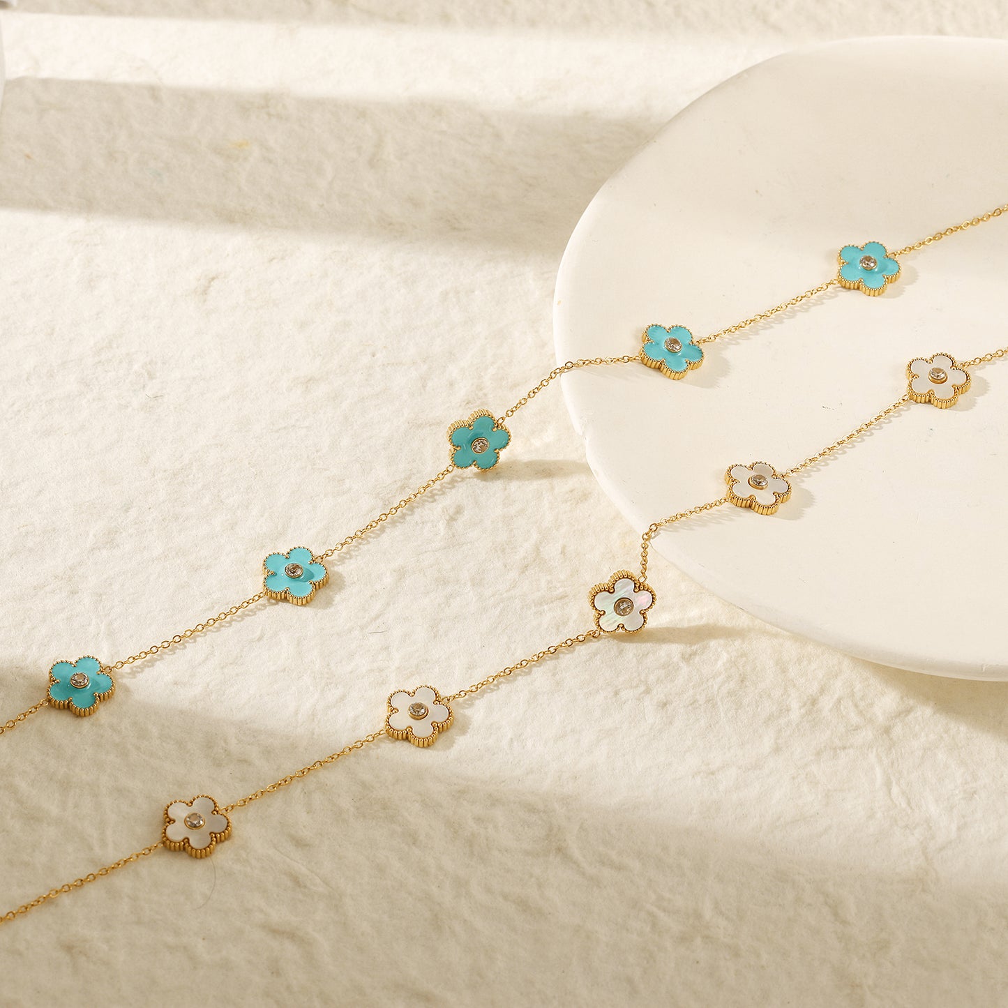 Five blue flower necklaces-NSSN862STGCBU
