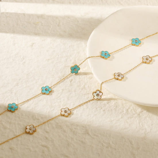 Five blue flower necklaces-NSSN862STGCBU