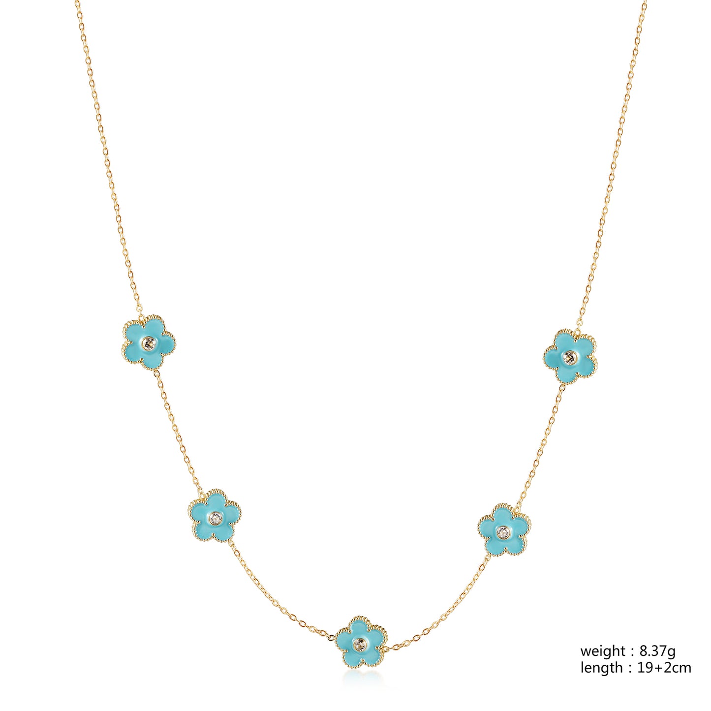 Five blue flower necklaces-NSSN862STGCBU