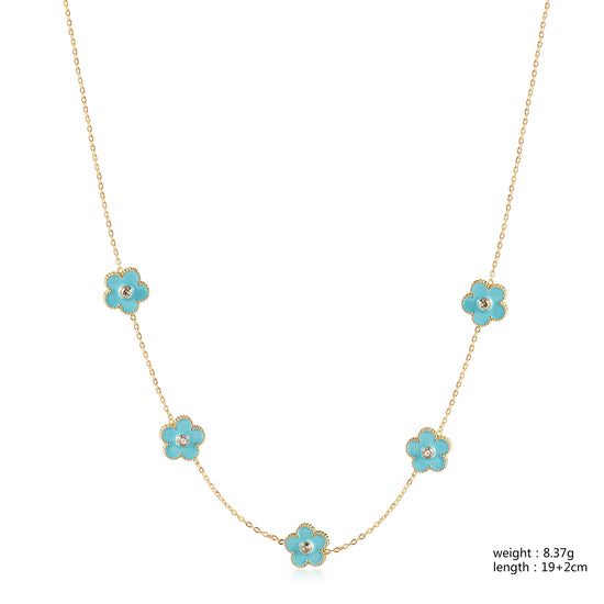 Five blue flower necklaces-NSSN862STGCBU